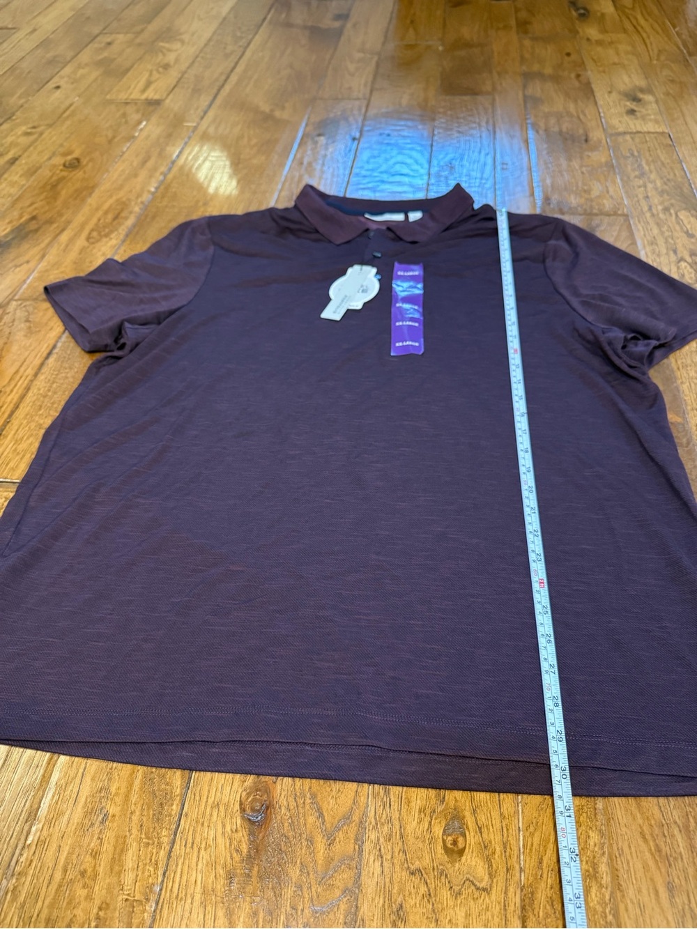Perry Ellis Portfolio Polo Shirt XXL Purple Burgundy Moisture Wicking UPF 15 NWT